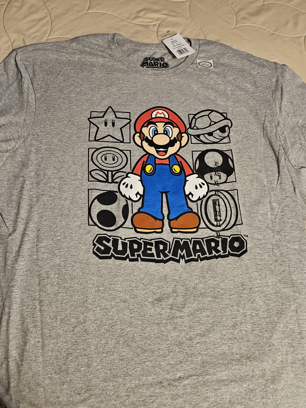 Nintendo Super Mario Gray Graphic Tee  Unisex Size XL